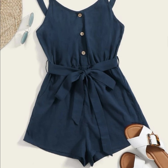 SHEIN Pants - SHEIN Button Front Belted Cami Romper
